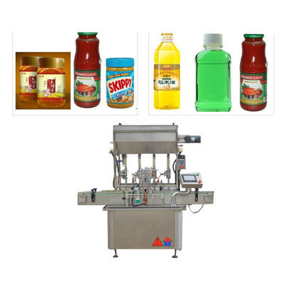 China Four Nozzles Ketchup Filling Machine , Sauce Packaging Machine For Glass Bottle supplier